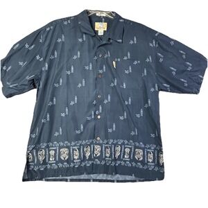 Hawaiian Shirt Coconut Pier by TopImage Mens Size XL Button Down Tiki Microfiber